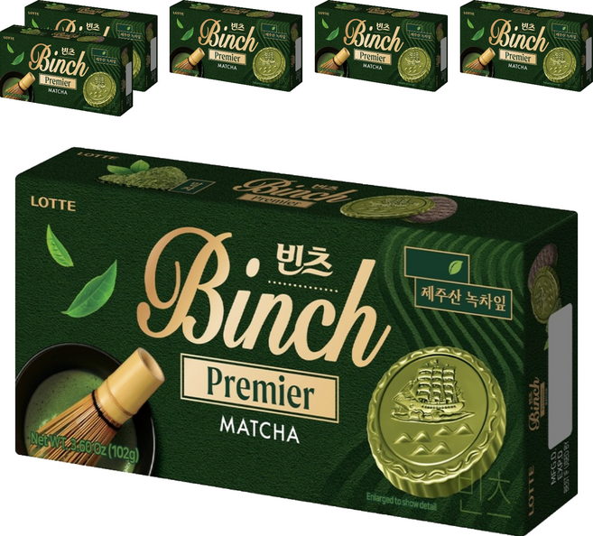LOTTE 樂天 Binch 抹茶餅乾, 102g, 6盒