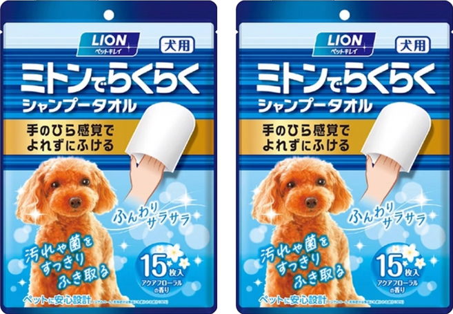 LION 獅王 Pet Clean 犬用手套型清潔濕巾, 2包, 15張