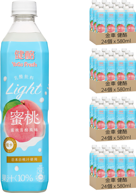 金車 健酪 Yogo Fresh 乳酸飲料 蜜桃雪酪風味, 96個, 580ml