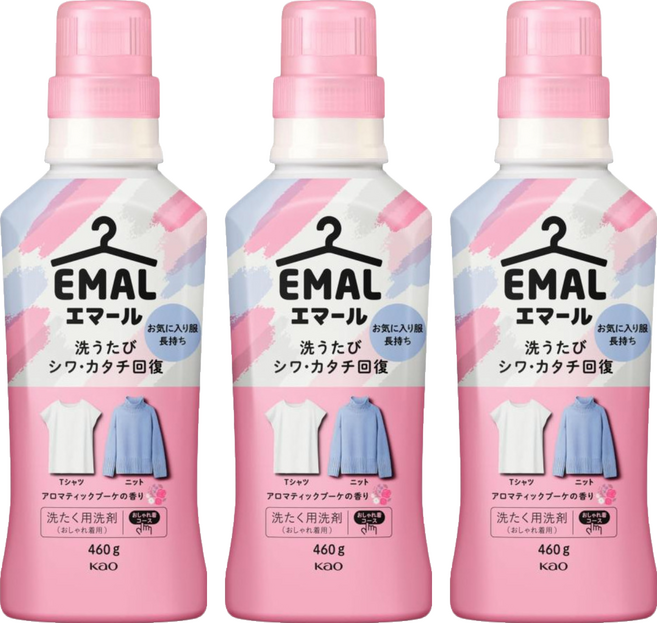 Kao 花王 EMAL 精致洗 防縮護色洗衣精 芬芳花香, 460g, 3個