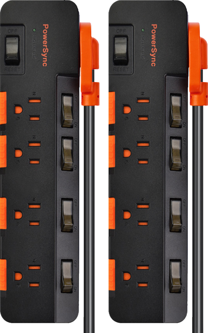 PowerSync 群加 防雷防塵大間距延長線 3P 5開 4孔 TR54D018, 黑色, 2個, 1.8m