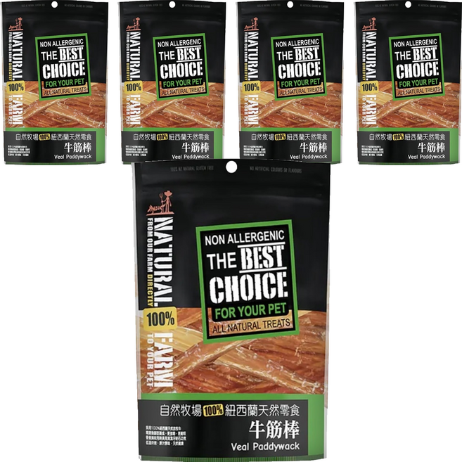 NATURAL FARM 自然牧場 紐西蘭天然零食, 牛筋棒, 100g, 5包