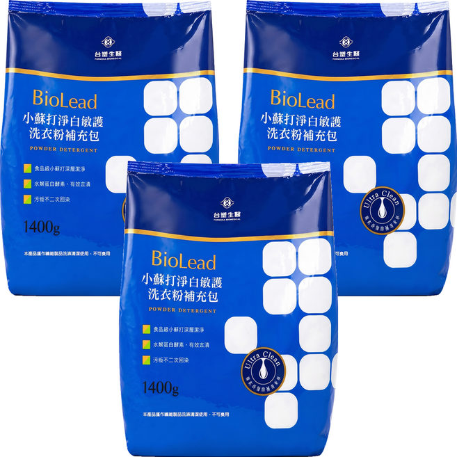 台塑生醫 Biolead小蘇打淨白敏護濃縮粉補充包, 1.4kg, 3個