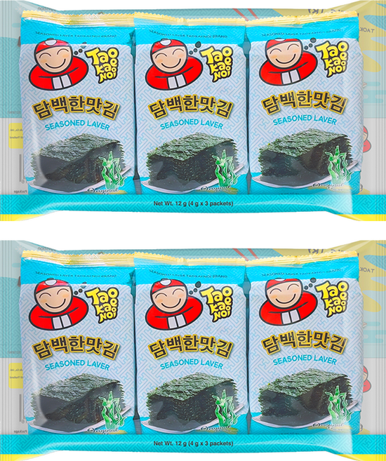 TAO KAE NOI 小老板 韓式海苔 原味, 12g, 2套