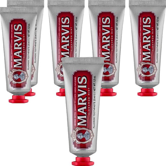 MARVIS 台灣公司貨 義大利精品牙膏 肉桂薄荷, 6個, 25ml
