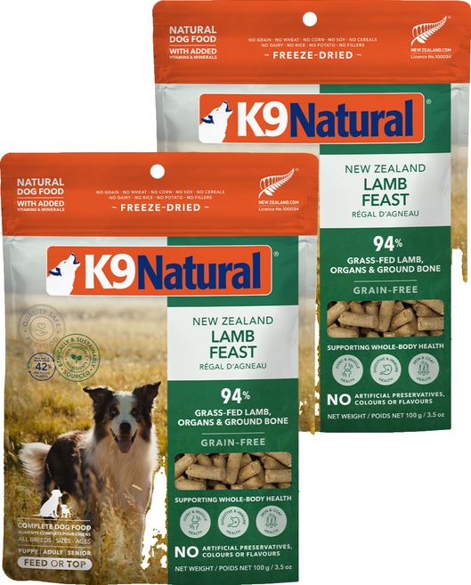 K9 Natural 全齡犬狗狗冷凍乾燥鮮肉餐飼料, 100g, 2袋, 羊肉