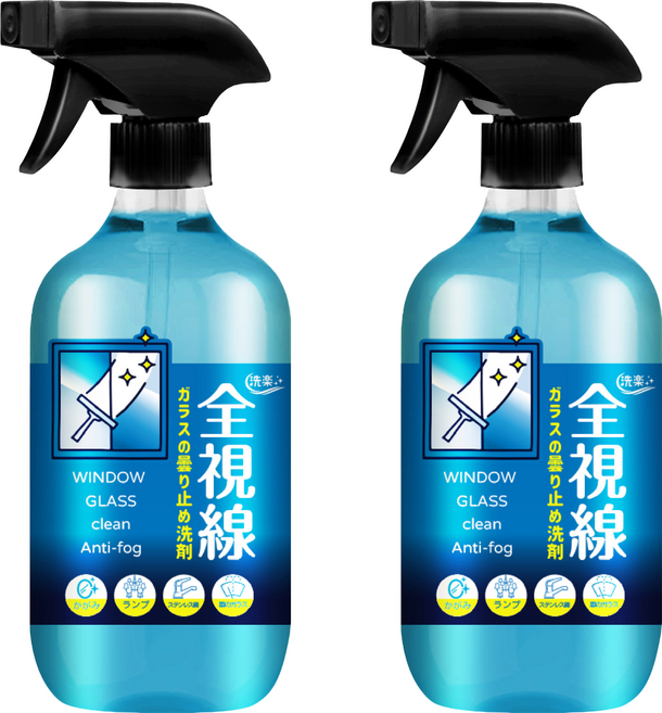 洗樂 全視線萬用玻璃除霧清潔劑, 2個, 500ml
