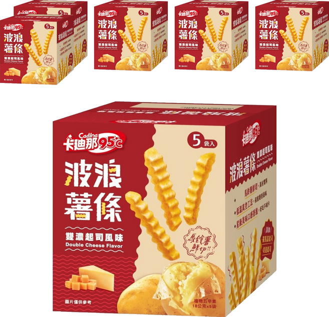 Cadina 卡迪那 95度C波浪薯條 雙濃起司風味 5包, 80g, 6盒