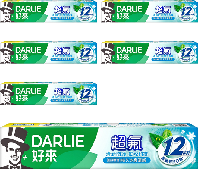DARLIE 好來 超氟清新防護牙膏 勁涼科技, 160g, 6個