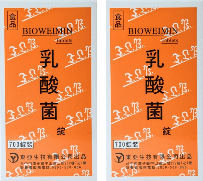 DUNG YA 東亞生技 BIOWEIMIN 乳酸菌錠, 2個, 700顆