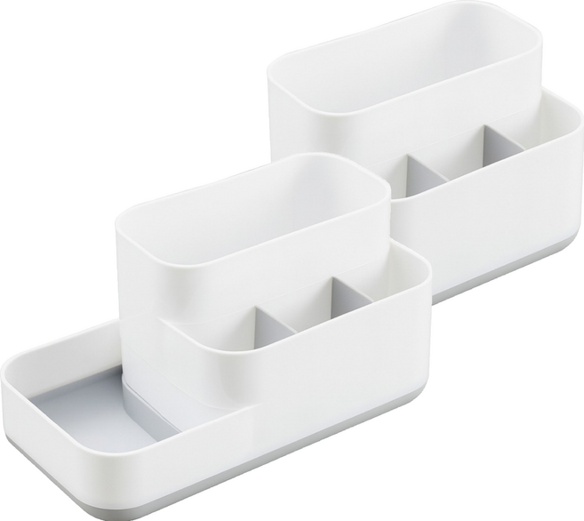 FAmILyLIFE 生活 多格桌面文具遙控器收納盒 A-177-GW, 白灰色, 2個