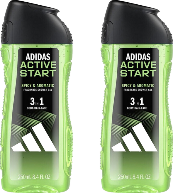 adidas 愛迪達 男性三合一潔顏洗髮沐浴露 能量激活, 2個, 250ml