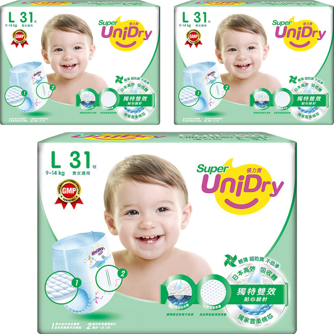 UniDry 優力寶 優力褲/尿布 9~14kg, L, 93片