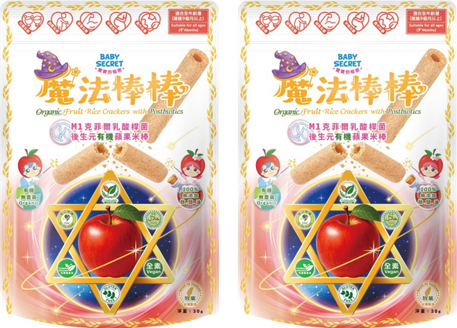 BABY SECRET 寶寶的秘密 有機米棒, 30g, 2個, 蘋果