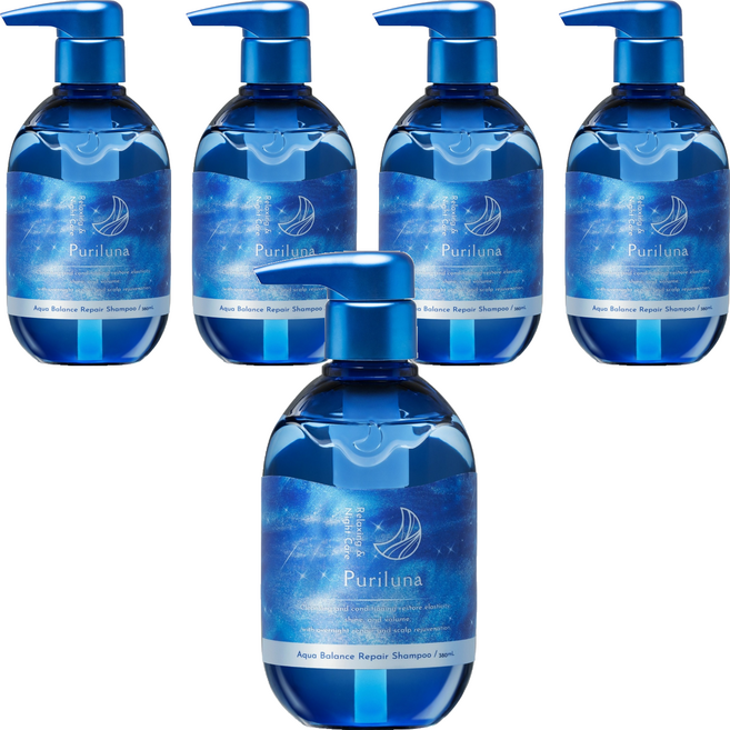 Puriluna 水感調理夜間修護洗髮精, 5件, 380ml