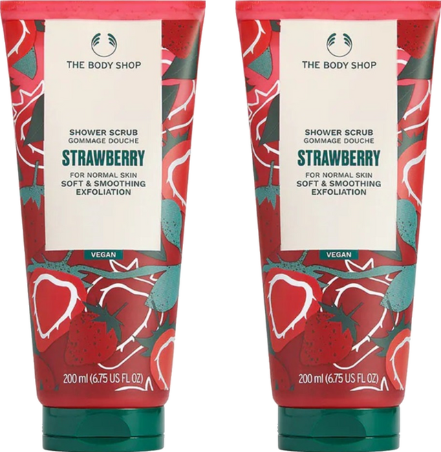 THE BODY SHOP 美體小舖 台灣公司貨 草莓嫩白去角質沐浴膠, 2個, 200ml
