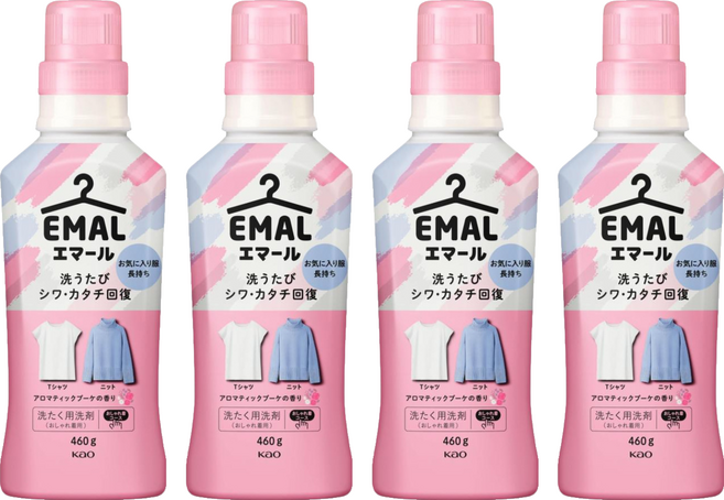 Kao 花王 EMAL 精致洗 防縮護色洗衣精 芬芳花香, 460g, 4個