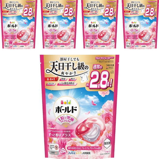 Bold 原廠公司貨 四合一洗衣膠囊 淡雅花香, 5套, 31個裝