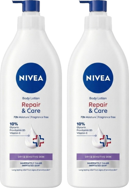 NIVEA 妮維雅 台灣公司貨 極潤低敏修護乳液 無香版, 2件, 400ml