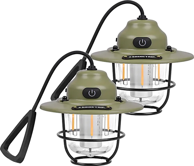 WellHike 玩客 松果型 可懸掛充電式 LED燈 160 x 95 x 105mm 140g, 軍綠色, 2個