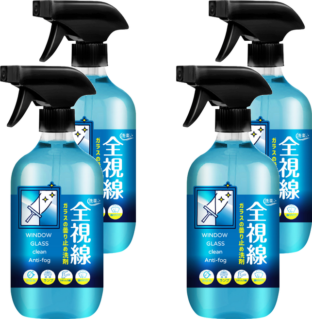洗樂 全視線萬用玻璃除霧清潔劑, 4個, 500ml