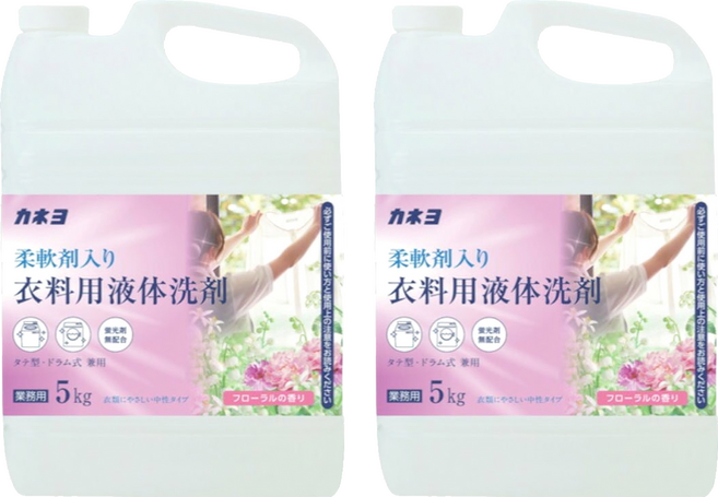 Kaneyo 柔軟配方洗衣精 花香, 5kg, 2個