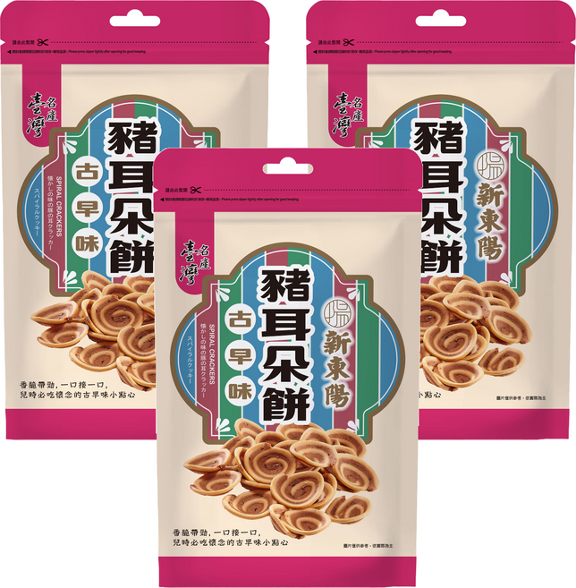 新東陽 古早味豬耳朵餅, 100g, 3個