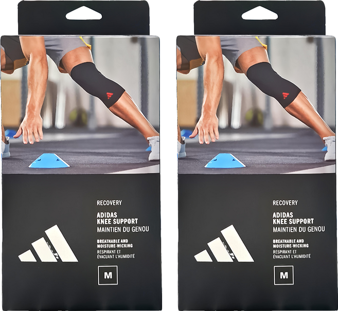 adidas 愛迪達 Recovery系列 膝關節用彈性透氣護套 ADSU-12418RD, 2個, 黑色