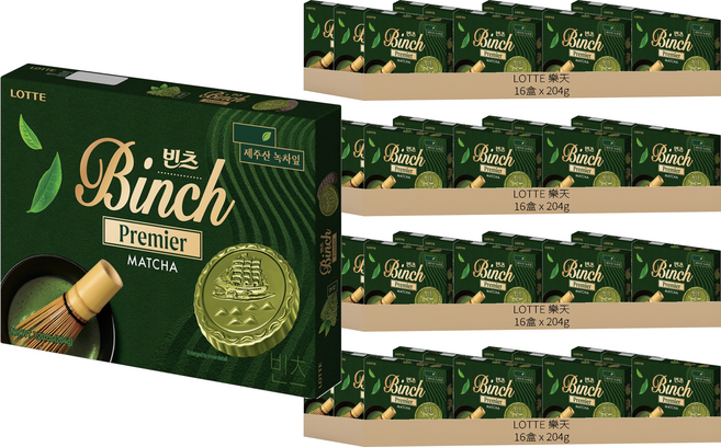 LOTTE 樂天 Binch 抹茶餅乾, 204g, 64盒