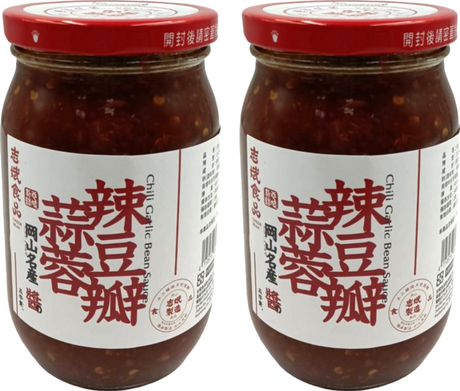 CHEER BEAN 志斌食品 岡山正宗蒜蓉辣豆瓣醬 五辛素, 460g, 2個