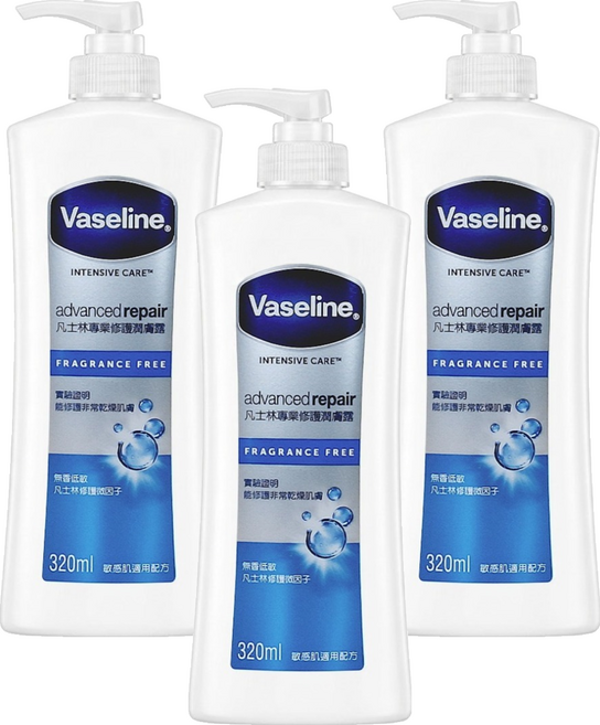 Vaseline 凡士林 專業修護潤膚露, 3個, 320ml