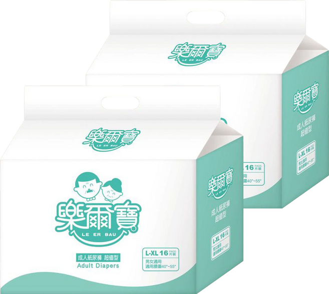 樂爾寶 成人紙尿褲 超值型 L~XL, 2個, 16片