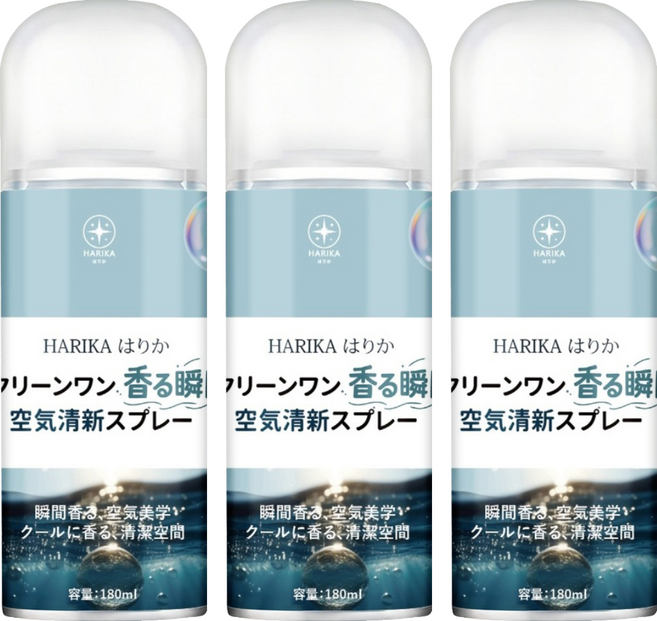 HARIKA Clean One香る瞬間空氣清新劑, 3個, 180ml, 海洋沁香