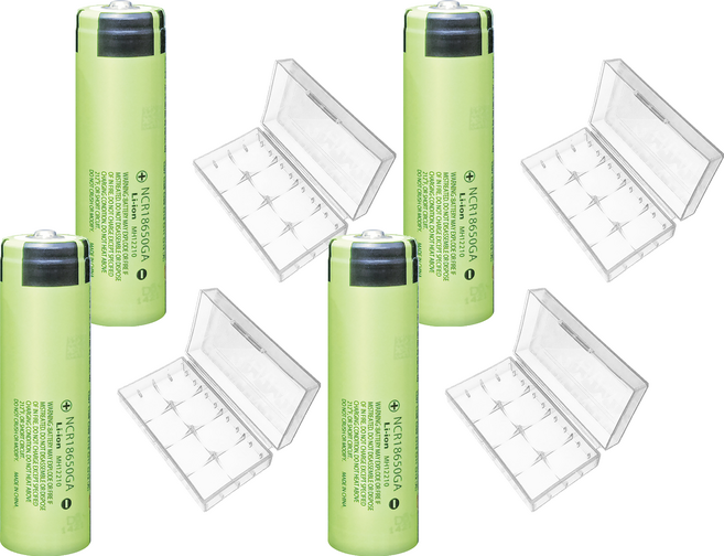 YADI 亞第 日本松下 18650可充式鋰電池 尖頭 3300mAh BT4-18650-PS-3300P-1 附防潮收納盒, 4個, 1個裝