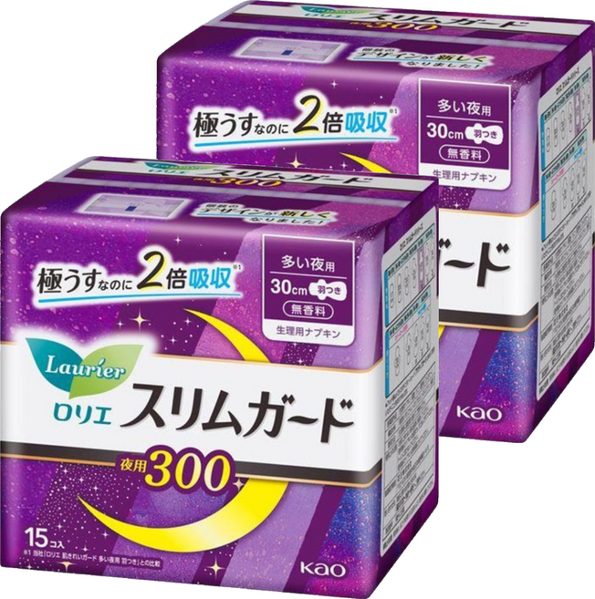 Laurier 蕾妮亞 零觸感衛生棉 30cm, 2包, 15片, 夜用
