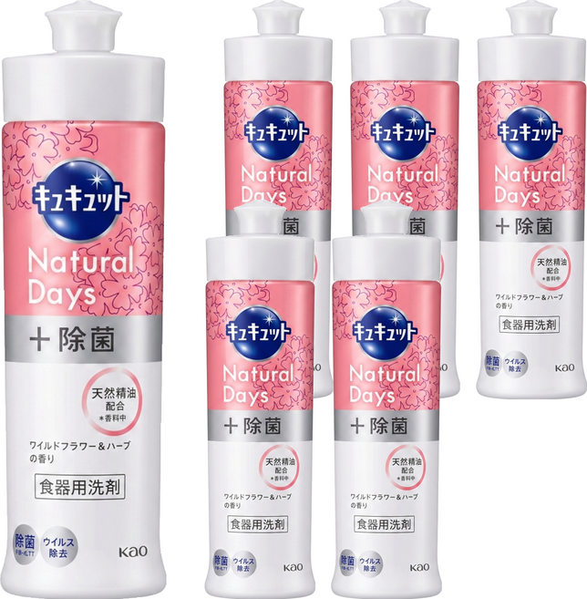 Kao 花王 Cucute 珂珂透 濃縮除菌去油洗碗精 鮮花&野草香, 6個, 220ml