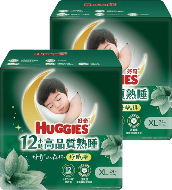 HUGGIES 好奇 小森林好眠褲 褲型尿布 14~18kg, 48片, XL