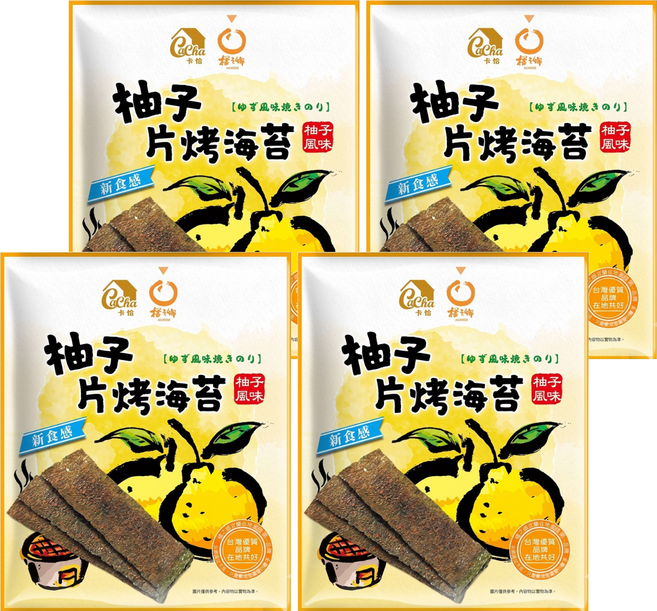 CACHA 卡恰 片烤海苔 柚子風味 全素, 32g, 4個