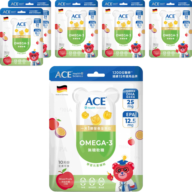 ACE Science 無糖OMEGA-3軟糖 10顆, 20g, 6個