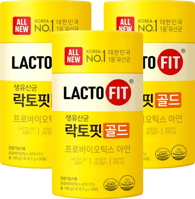 Chong Kun Dang 鍾根堂 LACTO-FIT GOLD 益生菌粉末食品 大童與成人款 50包, 2g, 3個