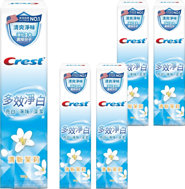 Crest 多效淨白牙膏 清新茉莉, 120g, 5個