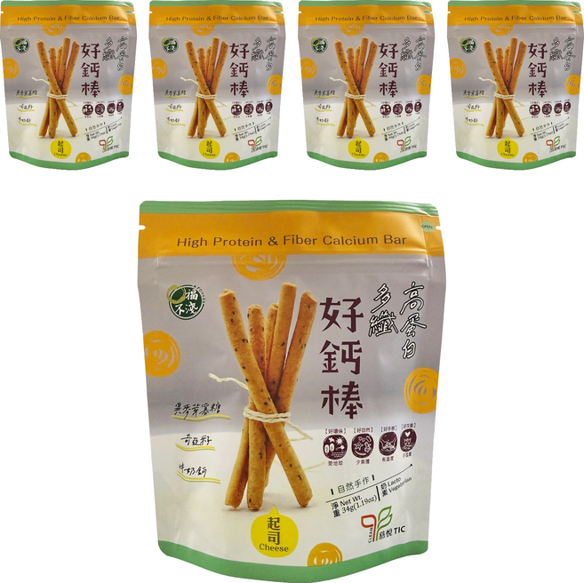 口福不淺 高蛋白多纖好鈣棒 起司, 34g, 5個