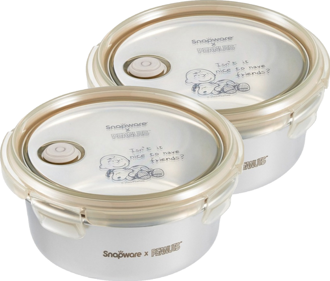 Corelle Brands 康寧餐具 Snapware SNOOPY復刻黑白不鏽鋼保鮮盒 720ml, 單一商品, 2個