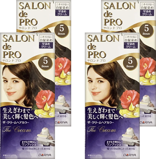 DARIYA 塔莉雅 SALON de PRO 沙龍級白髮專用快速染髮霜, 5 自然棕, 4個
