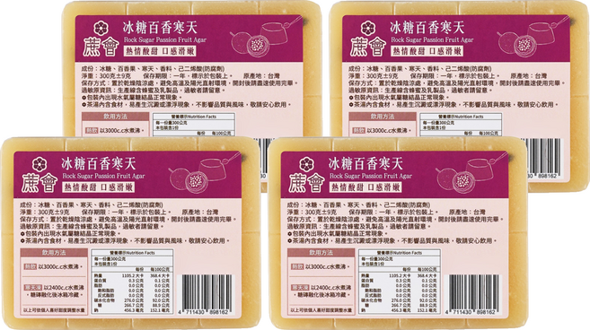 蔗會 冰糖百香寒天, 300g, 4個, 1個裝