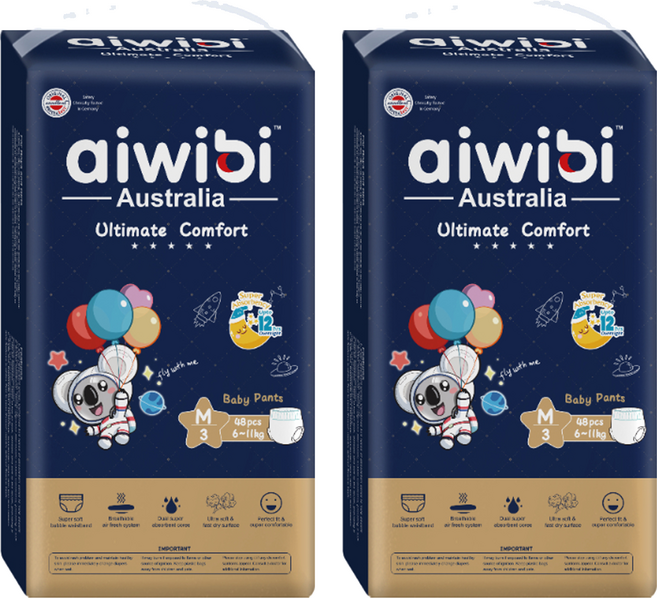 aiwibi 愛薇彼 夜用甄柔瞬吸 褲型尿布, M, 96片