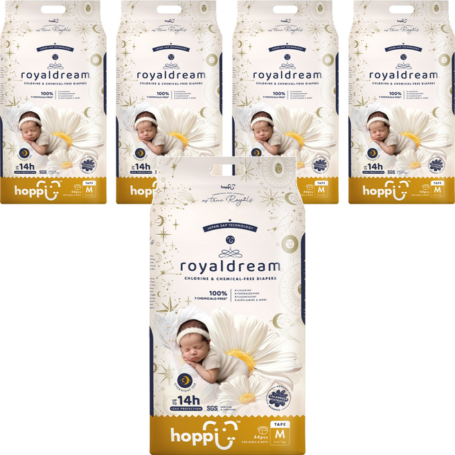 hoppi 皇家系列 嬰兒黏貼型尿布 6~11kg, M, 220片