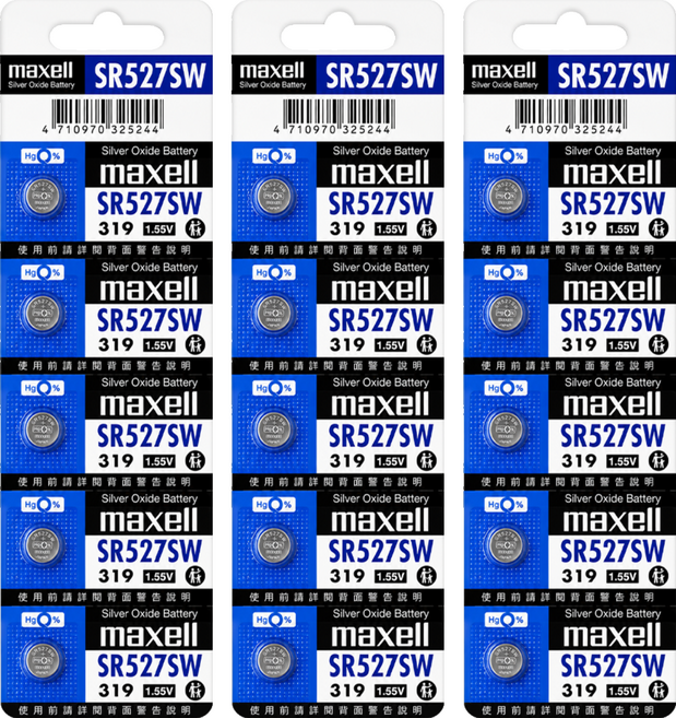 maxell 鈕扣型氧化銀電池 不可充電 1.55V 日本製 SR527SW 319, 3顆, 1顆