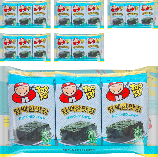 TAO KAE NOI 小老板 韓式海苔 原味, 12g, 6套