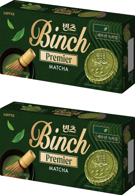 LOTTE 樂天 Binch 抹茶餅乾, 102g, 2盒